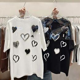 Summer Femmes à manches courtes Tshirts décontractés en vrac Oneck Tops Diamond Love Ladies Tees surdimensionné Chic Streetwear 240401