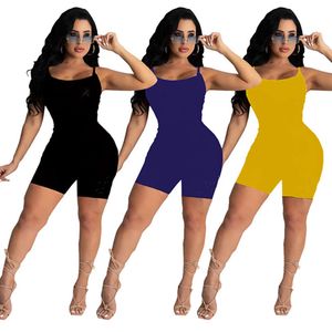 Zomer Dames Shorts Jumpsuits Mode Korte Rompertjes Skinny Slip Bodysuits Casual Mouwloze Tank Top Overalls Sexy Zwarte Leggings DHL SHIP 4762