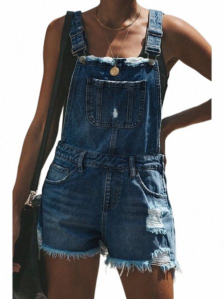 Été Femmes Shorts Salopette Jeans Lady Sexy Vintage Barboteuses Denim Pantalon Lady High Street Cross Strap Combinaison Party Bodys C7IU #