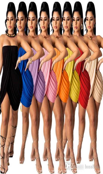 Summer Women Vestido sin tirantes de faldas de hombro Top Bodycon Faldas divididas Sexy Tamaño de talla de talla más alta S2XL Skinny Hip Skirt4220750