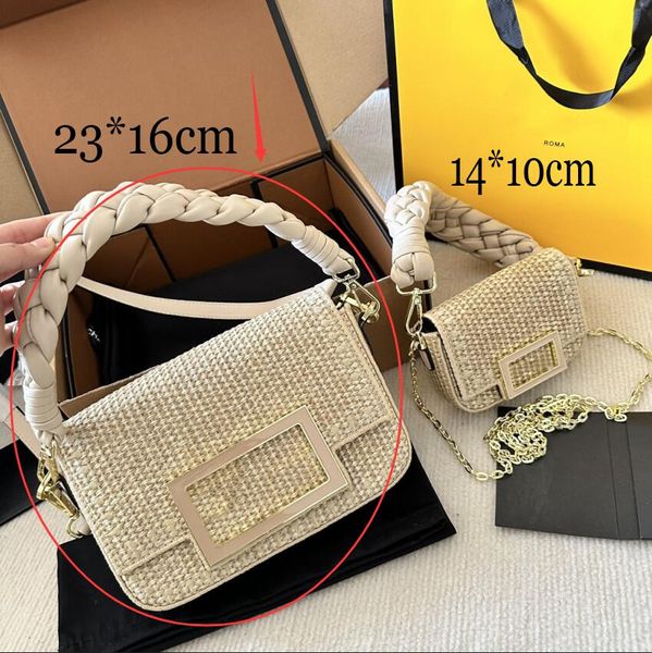 Été Femmes Sac à main de paille Femme Femme surdimensionnée Twist Twist Sacs Socle Crochet Hasp Underar Tote Tote Brand Beach LET 3263