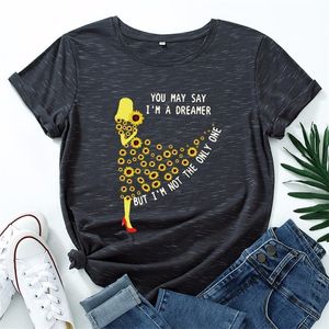 Été Femmes T-shirt Coton 5XL Polyvalent Mode Fleurs Dame Imprimer À Manches Courtes O Cou Tops Graphique Tee Casual Femme T-shirts 220511