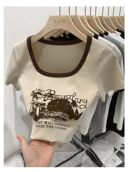 Summer Femmes T-shirt Girls Oversize Tshirt Woman Clothes Tops Coton Imprimer Tshirt Femme à manches courtes Tee Spring Sexy Y2K TOP 240426