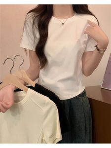 Femmes d'été T-shirt filles T-shirt femme vêtements tops coton slim tshirt femelle à manches courtes top y2k tee printemps sexy blanc 240517