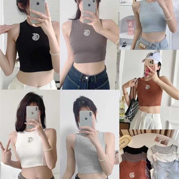 Été femmes débardeur Designer coton sous-vêtements pour filles bretelles gilet Slim bas t-shirts haut court