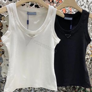 Zomer Vrouwen Tees Crop Borduren Sexy Off Shoulder vrouw Zwarte Tank prrra Top Casual Witte Mouwloze Backless Top Shirts Luxe Designer Effen Kleur Vest