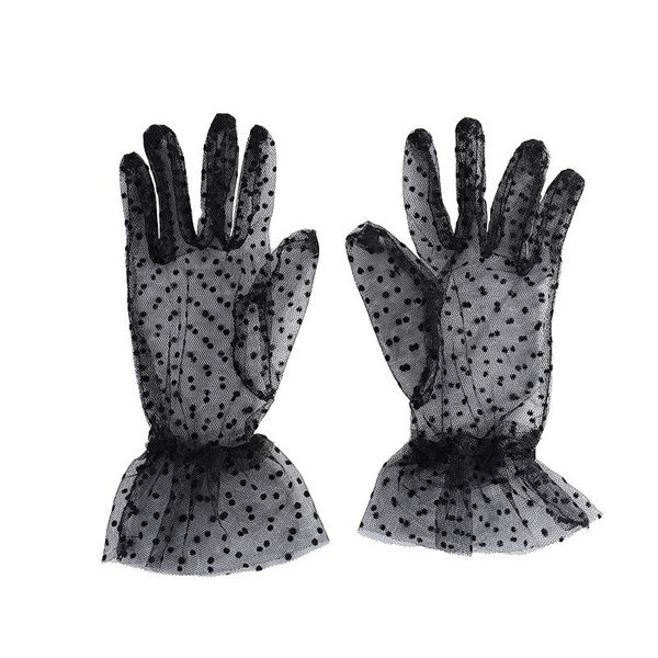 Été femmes minces courts Tulle gants extensible maille gaze taches voilages accessoires flexibles gants complets 1 paire