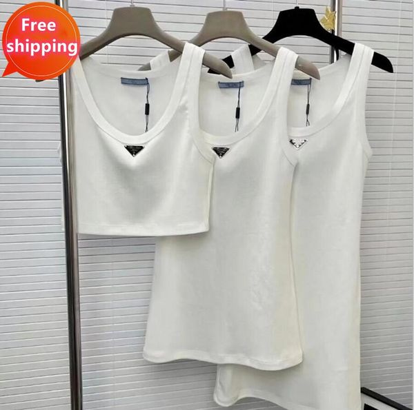 Été femmes trois tailles haut concepteur de luxe femmes coton gilet T-shirt haut triangle logo gilet classique blanc sans manches gilet chemise livraison gratuite