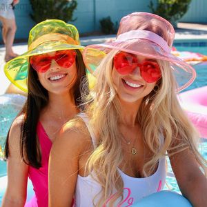 Été femmes Trilby large bord doux clair Pvc chapeau Transparent Fedora plage soleil seau chapeau en plastique pluie chapeau L220805