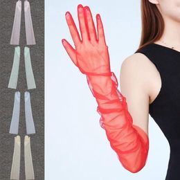 Gants d'été Ultra-fins pour femmes, protection solaire, conduite, Halloween, 70cm, Sexy, en dentelle, fil de maille, longs doigts complets, pour écran tactile, 1183g