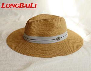 Zomer Vrouwen Brede Rand Stro Fedora Hoeden Met Letters Chapeu Feminino Zon Strand Caps SDDS1274940493