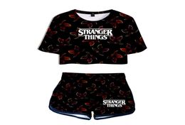Zomer Women039s Sets Stranger Things 3 3D-geprinte crop-top met korte mouwen Shorts Zweetpakken Dames Trainingspakken Tweedelige outfit7062376
