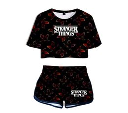 Zomer Women039S Sets Stranger Things 3 3D Gedrukte korte mouw Crop Top Shorts Sweat Suits Women Tracksuits Two Piece Outfit9661236