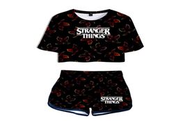 Zomer Women039s Sets Stranger Things 3 3D-geprinte korte mouw crop top shorts zweetpakken dames trainingspakken tweedelige outfit3862842