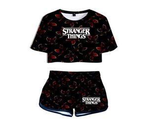 Summer Women039S Sets Stranger Things 3 3D Imprimé à manches courtes Crop Top Shorts Sweat Suit Women Tracksuits Two Piece Outfit7580315