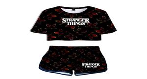 Zomer Women039S Sets Stranger Things 3 3D Gedrukte korte mouw Crop Top Shorts Sweat Suits Women Tracksuits Two Piece Outfit3001962