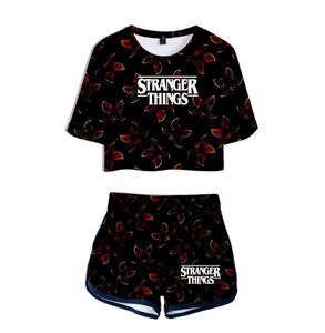 Zomer Women039S Sets Stranger Things 3 3D Gedrukte korte mouw Crop Top Shorts Sweat Suits Women Tracksuits Two Piece Outfit6962905