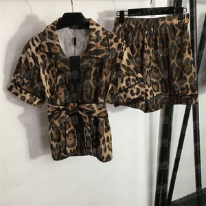 Imprimé léopard chemises Shorts costumes décontractés vêtements de nuit pour femmes à lacets chemise taille élastique décontracté pantalons courts 2 pièces ensembles