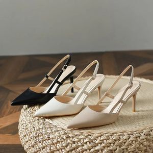 Summer Womens noir ou blanc 6cm 8cm talons français sexy stiletto pointy professionnel single chaussure de bal chaussures de fête de bal 240515