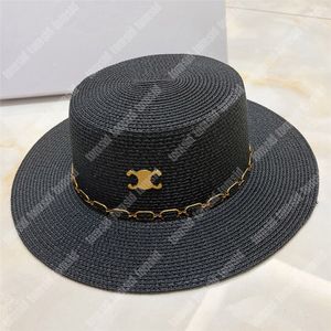 Chapeau de paille de styliste pour hommes et femmes, chapeau de plage unisexe, tresse d'herbe, Protection solaire, mode, seau plat, chapeau de soleil