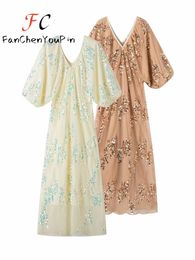 Summer Womens Robe Fashion Bat Sleeves Sequins Deep Vneck Long jupe sexy