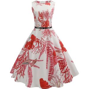 Été femmes robes décontracté Floral rétro Vintage 50 s 60 s Robe Rockabilly Swing Pinup Vestidos Saint Valentin Robe de soirée