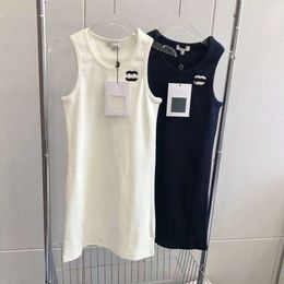 Vestidos de verano para mujer, falda de diseñador, vestido con estampado de letras a la moda, vestido informal sin mangas con tirantes delgados