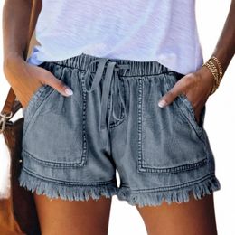 Été Femmes Jeans Shorts Poche Jeans Denim Pantalon Gland Bandage Bas Shorts Style Cassé Denim Jeans Pantales De Mujer Q4wQ #