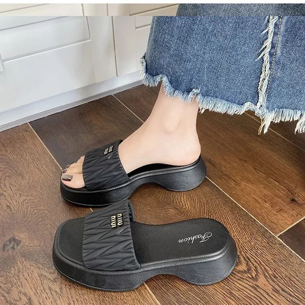 Summer Womens Open Toe Casual Slippers Femme Fashion Plateforme High Heel Females Chaussures Chaussures Contrôle Sandales de coin 240419