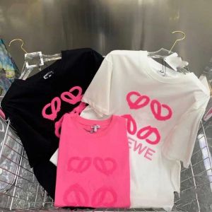 Summer Womens T-shirt Fashion Towel broderie lettre graphique Designer T-shirt Femme Black White Tricolor Shirts à manches courtes