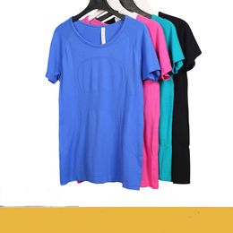 Summer Womens Yoga Camiseta Top Camiseta de manga corta Camisas de atletismo transpirable, sin aliento.