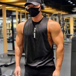 Summer Y2K Singles Top Men Muscle Tshirt Sport Gym Vest Cloths Mens Fitness Black Tank Tops Man Camiseta Hombre 240326