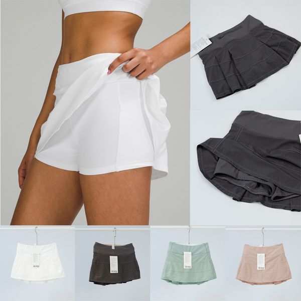 Pace Rivals Jupe de yoga d'été Jupes de tennis Vêtements de sport plissés Femmes Courir Fitness Pantalons de golf Shorts Sports Taille arrière Poche Fermeture à glissière blanc vert rose