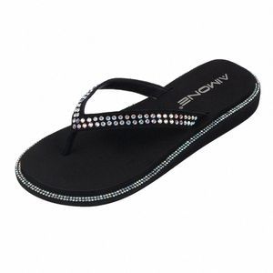 étéAimone Femmes Flip Mode Flops D'été Muriel Pantoufles Femmes Multicolore Strass Sandales À Talons Bas Dame Plage Tongs Casual Plage Chaussures s721 s