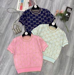 Veranos Nuevas camisetas de punto para mujer Suéteres Letra G Marcas de lujo Diseñador de mujer Camisetas de punto que se ajustan a 85-130 lb