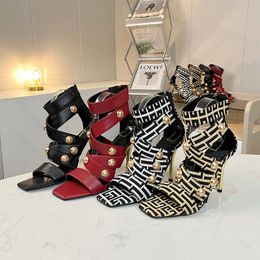 Summer High Heels Dress Chaussures femmes Fashion Open Toe Cross Cross Party Shoe Stiletto Sandales 31JX #