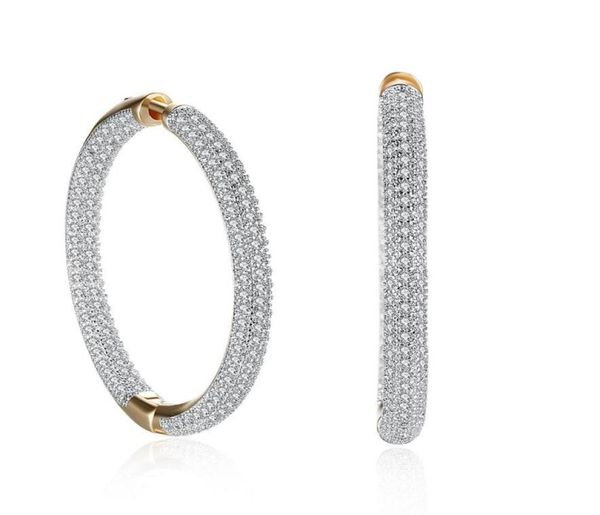 Somptueuses boucles d'oreilles élégantes Champagne Gold Circle Cercle Shape Mosaic Zircon Hoophuggie ACCESSOIRES DE REMORTS ROMMANTIQUE Valentin039 Day7351378