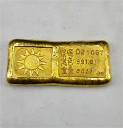 Zon 100 MESSING Fake fijn GOUD Bar papier gewicht 6quot zwaar gepolijst 9999 Republiek China gouden Bar Simulatie1621476