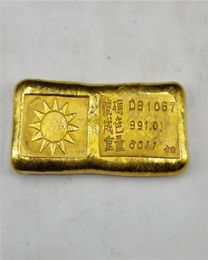 Sun 100 Brass Fake Fail Gold Bullion Bar Papel Peso 6quot pesado 9999 República de China Simulación de barra dorada2145167