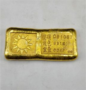 Sun 100 Brass Fake Fail Gold Bullion Bar Papel Peso 6quot pesado 9999 República de China Simulación de barra dorada4362253