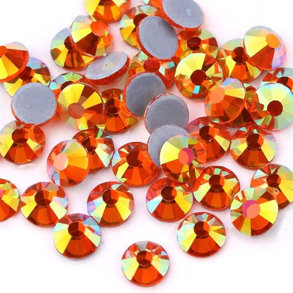 Diamantes de imitación Sun AB Crystal Fix para decoración de ropa, parte posterior plana, hierro en Rhinestone220R