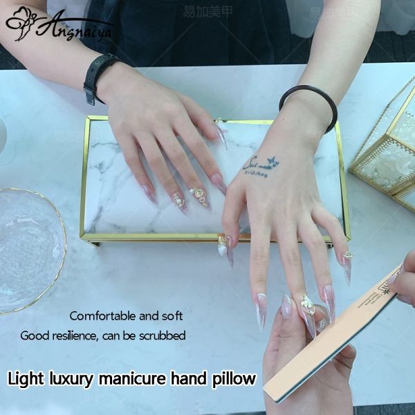 Sun Angnya Marble Manucure Table Nail Art Hand Oreiller Pu Leather Manucure Arm Rest Cushion for Nail Art Salon Home Manucure