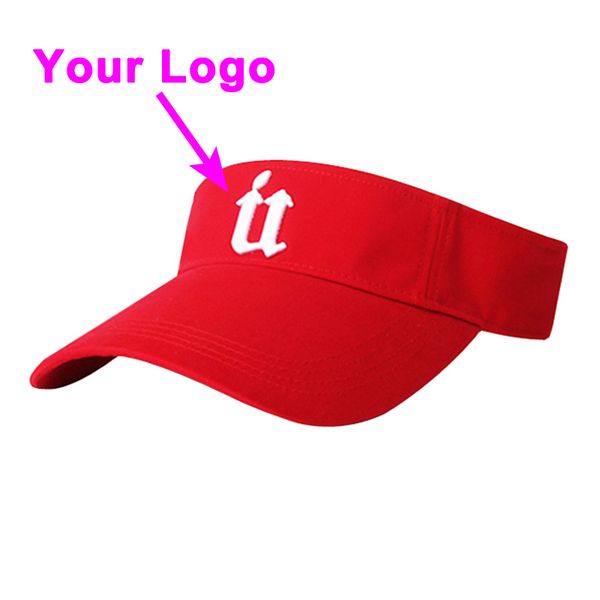 Casquette solaire visière incurvée logo imprimé sans couronne 100% coton taille adulte réglable tennis golf chapeau baseball casquette personnalisée livraison gratuite