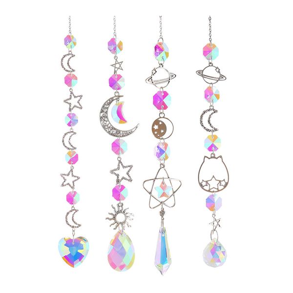 Sun Catcher Home Deocl Crystal Star Soleil Éventail Diamond Prisms Hanging Light Catcher Rainbow Make Window Riderains Pendant