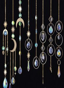 Zon Catchers hangende kristallen bol kralen ornament Garden Decoraties raam Patio Lawn Moon Star Pendant Glass Prism Rainbow Maker8426066