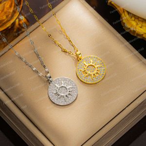 Collier en titane avec disque solaire pour femmes, pendentif rond incolore, à la mode, Style Unique, accessoires de chaîne