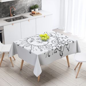 Sun Face Tarot Carte Modèle Impression de nappe étanche de mariage Home Rectangular Living Room Decorative Tissu