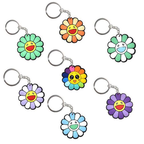 Porte-clés de sac de fleur de soleil, pendentif en pvc, dessin animé en caoutchouc souple, décoration DIY, cadeau de fête amazon, vente en gros