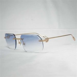 Gafas de sol 2023 20% Vintage sin montura cuadradas para hombre, gafas con forma de lente de corte de diamante, montura de Metal, Gafas transparentes para lectura, Gafas