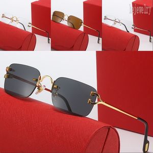 Gafas de sol para hombre, gafas de sol de diseño sin montura, lujosas, estilo múltiple, elegantes y modernas, gafas de sol unisex, gafas de sol de moda, lentes reflectantes aaaaa PJ039 B23